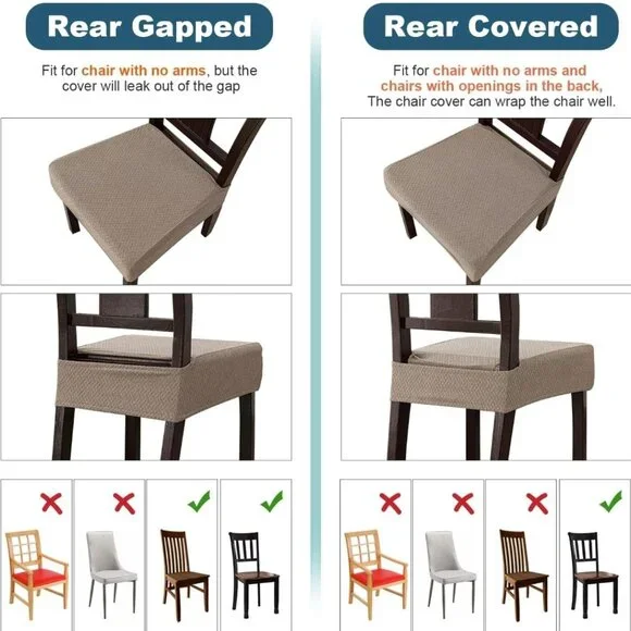 8 Dining Room Chair Seat Covers - Rear Covered - Taupe - Brand New - Picture 3 of 7